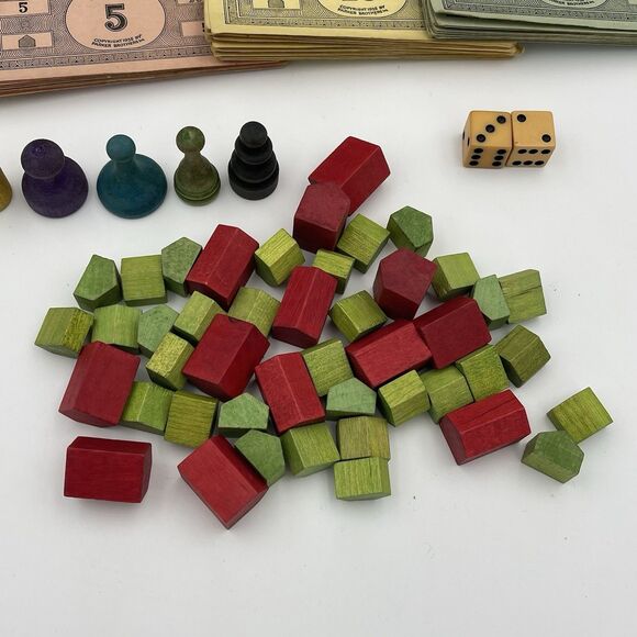 Vintage 1940s Monopoly Original Board Game Wooden Pieces Money Cards Rules - Picture 6 of 16